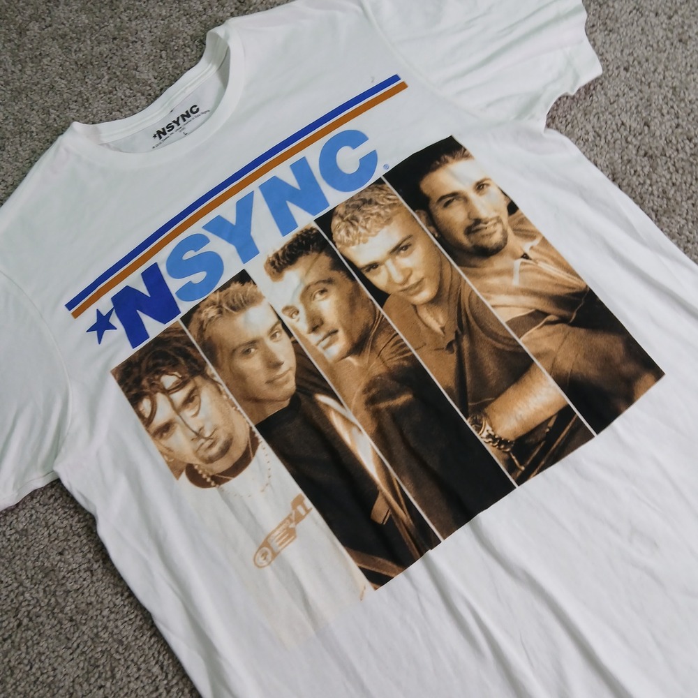 NSYNC Graphic Tee White Band T-Shirt 2018 Licensed Justin Timberlake Mens L